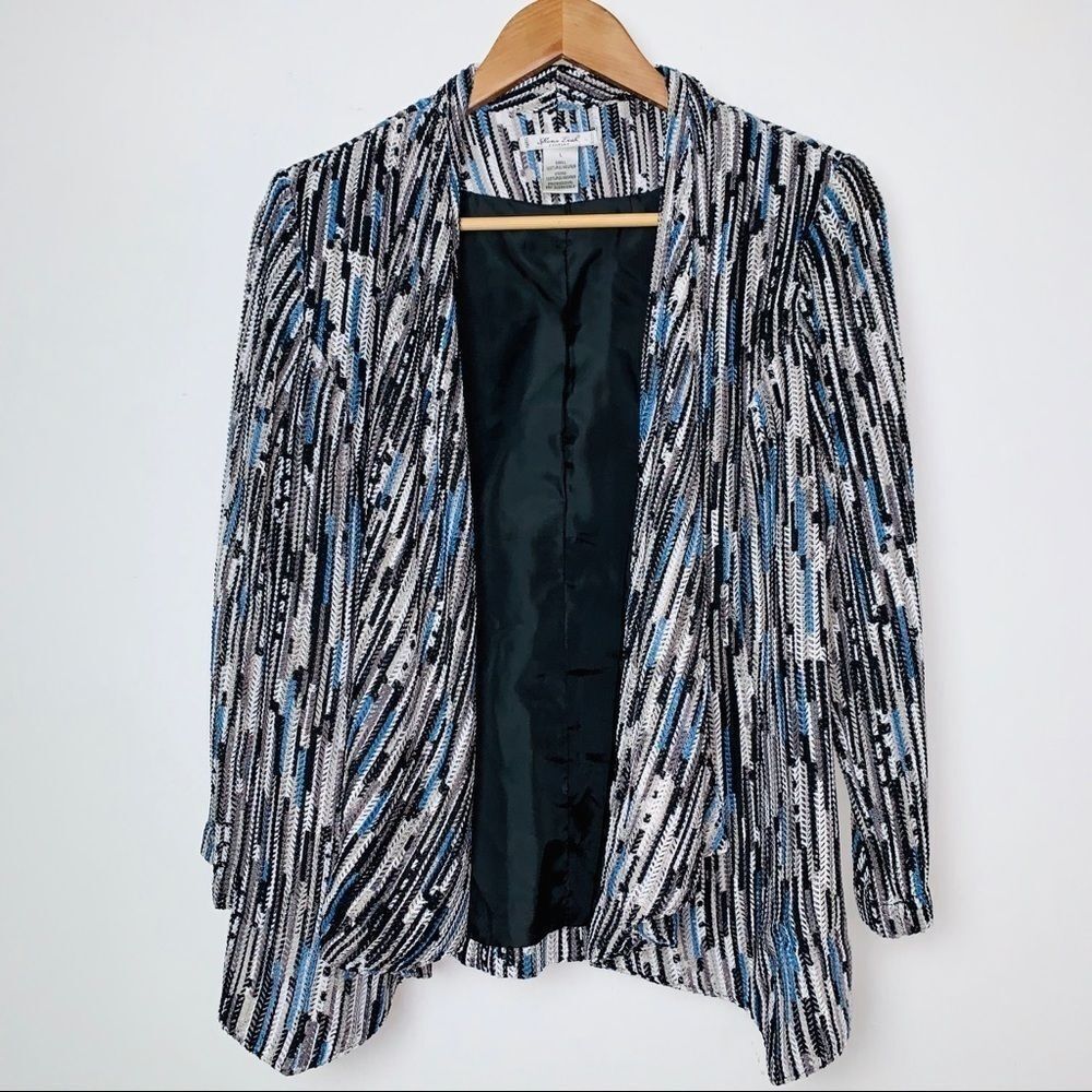 Mona Leah Textured Open Front Drape Collar Jacket - image 1